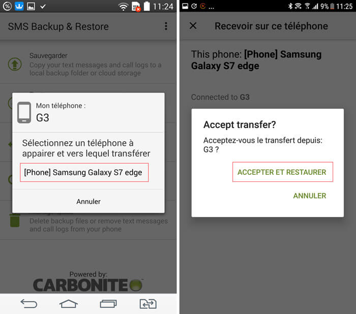 Transferir SMS de Android