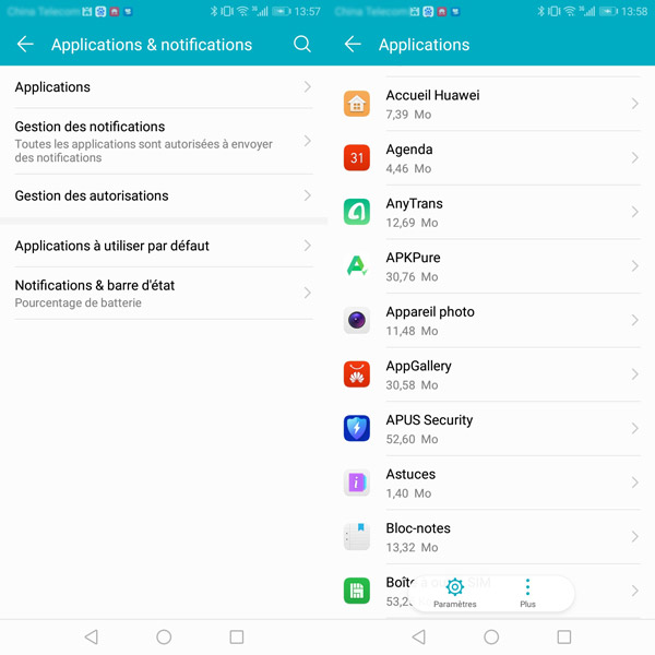 Trouver l'ensemble des applications installées sur Huawei