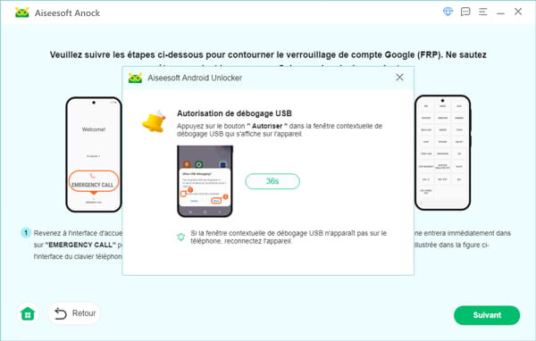 Appuyez sur Autoriser pour continuer