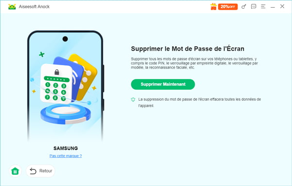 Commencer la suppression du mot de passe