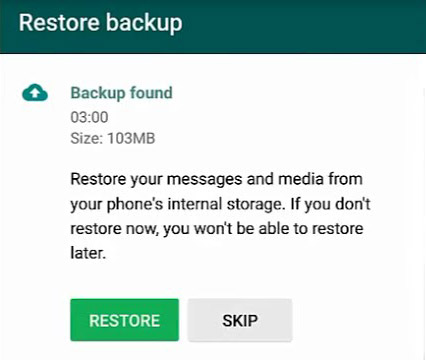 Restaurer la sauvegarde WhatsApp sur Android