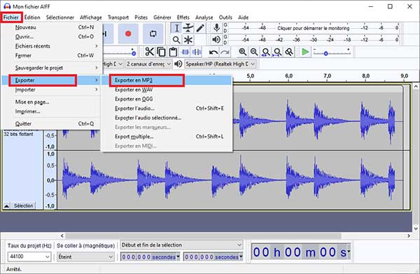 Convertir AIFF en MP3 avec Audacity