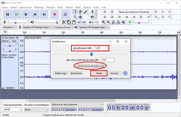 Augmenter le volume avec Audacity