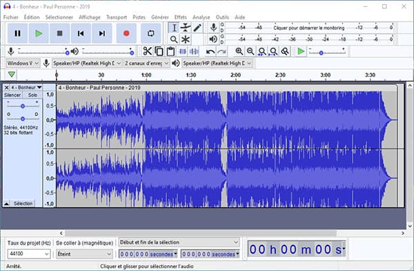 L'interface d'Audacity