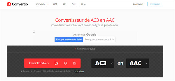 Convertir AC3 en AAC avec Convertio