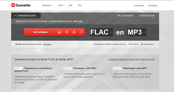 Allez sur le site de convertisseur FLAC en MP3