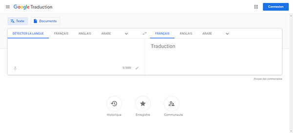 Ouvrir la page de Google Traduction