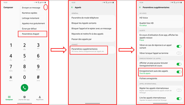 Régler les paramètres de l'application téléphone