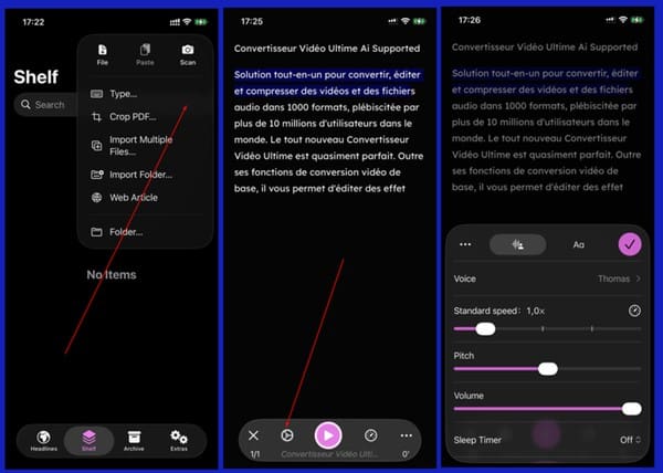 Transformer un texte en audio sur mobile Android et iOS