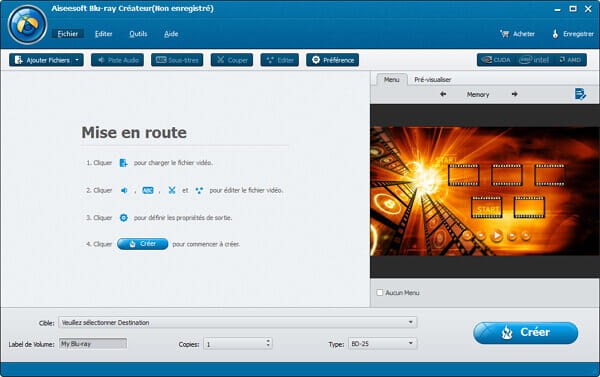 Interface du Blu-ray Créateur