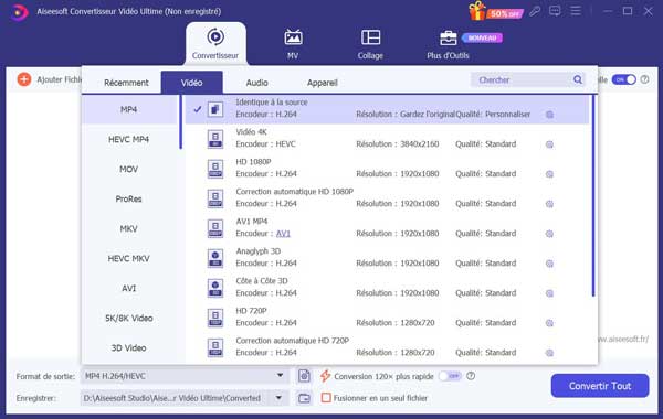 Convertir MKV en MP4 avec Aiseesoft Convertisseur Vidéo Ultime