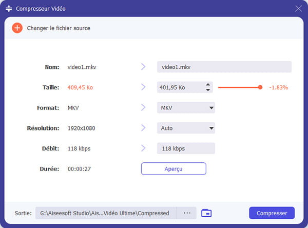 Compresser un fichier vidéo