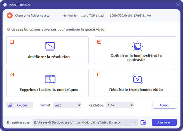 Toutes les fonctionnalités de Video Enhancer