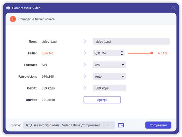 Compresser la vidéo