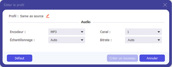 Préférences du profil audio