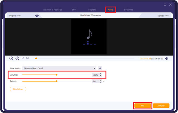 Augmenter le volume WMA