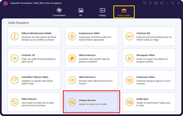 Volume Booster dans Boîte à outils