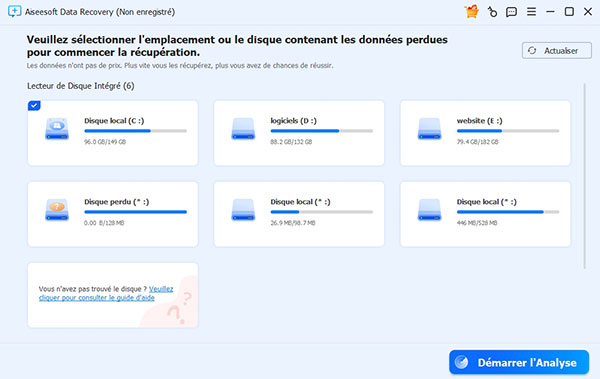 Choisir les types de fichier à récupérer