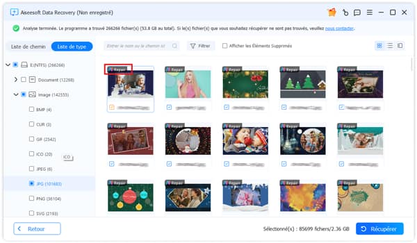 Réparer des photos supprimées Avec IA