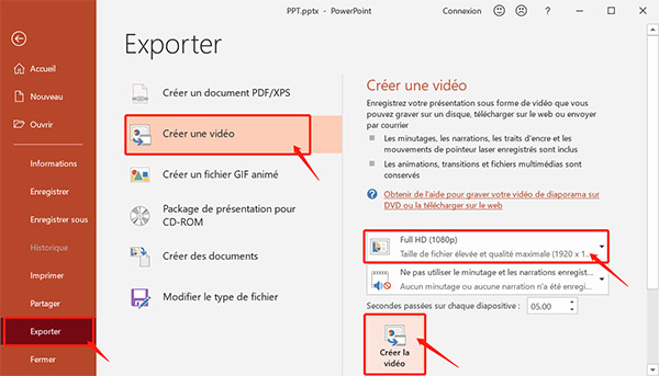 Exporter PPT en Vidéo