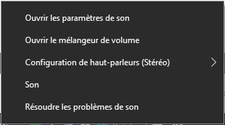 Menu du son sur ordinateur