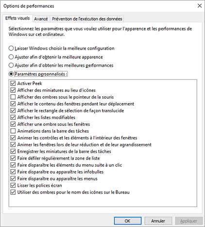 Options de performances