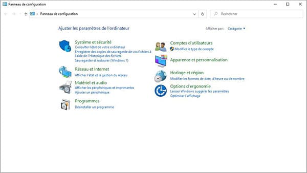 Panneau de configuration