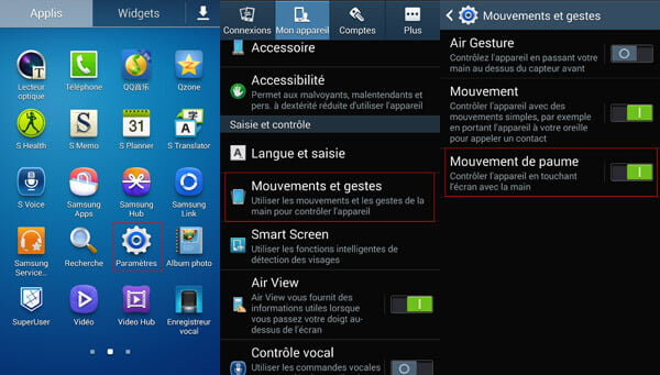 Activer les mouvements et gestes