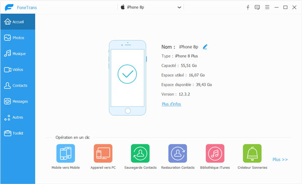 Connecter iPhone au logiciel de sauvegarde WhatsApp