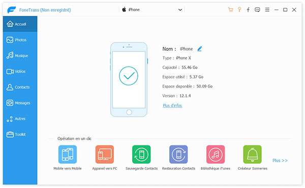 Connecter iPhone au logiciel de transfert