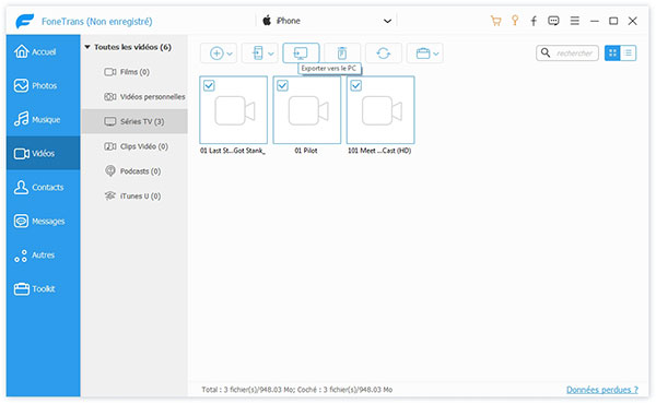 Sauvegarder iPhone sans iTunes avec FoneTrans