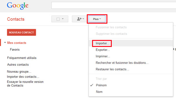 Sauvegarder ses contacts sur Gmail