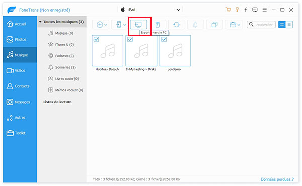 Sauvegarder iPad sur PC