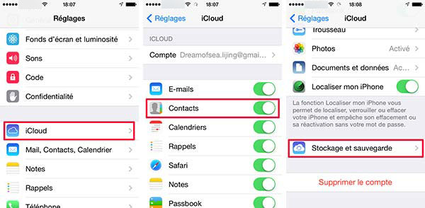 Stockage et sauvegarde les contacts avec iCloud