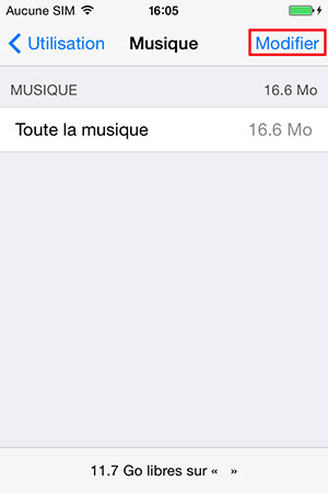 Supprimer musiques iPhone via Réglages