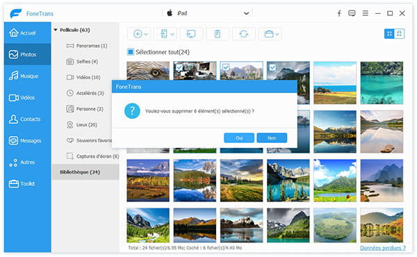 Supprimer les photos iPad avec FoneTrans