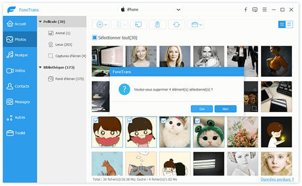Supprimer les photos iPhone avec FoneTrans
