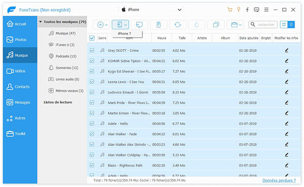 Transférer musique vers iPhone