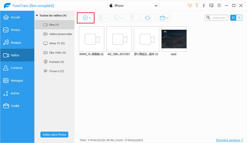 Transférer depuis PC vers iOS