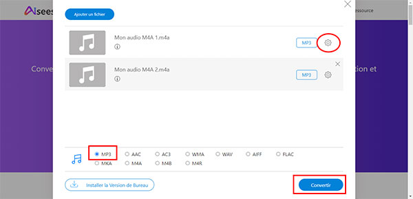 Convertir les fichiers M4A en MP3