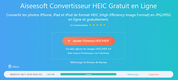 Convertir gratuitement HEIC en JPG en ligne