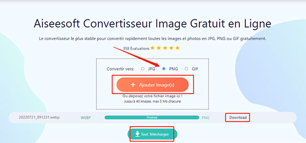 Convertir les images en PNG