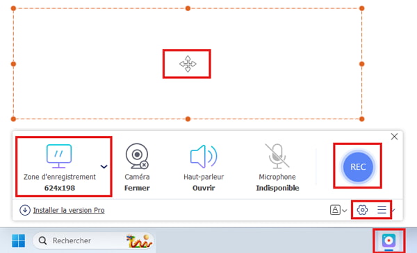 Définir la zone à enregistrer