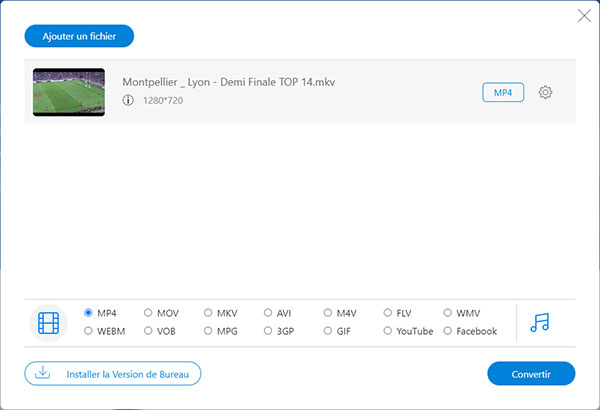 Convertir le fichier MKV en MP4