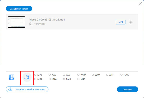 Convertir MP4 en audio