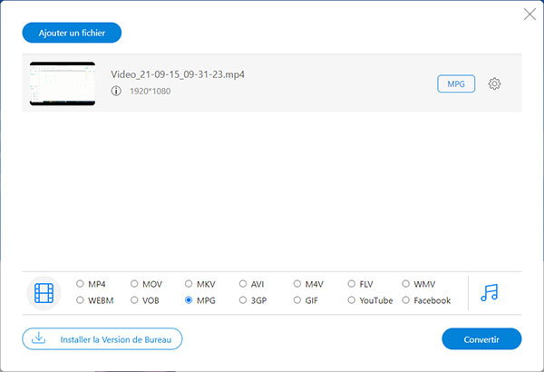 Convertir MP4 en MPEG en ligne