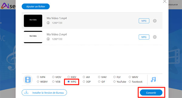 Convertir MP4 en MPG