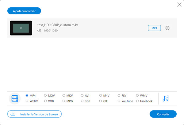 Convertir M4V en MP4 en ligne