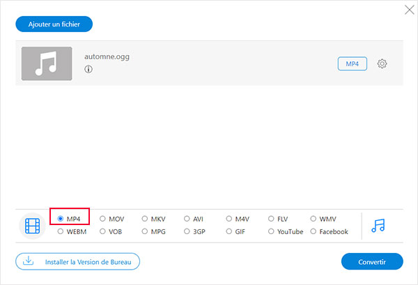 Convertir OGG en MP4