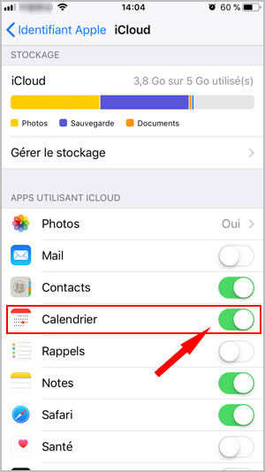 Activer la synchronisation du calendrier sur iPhone